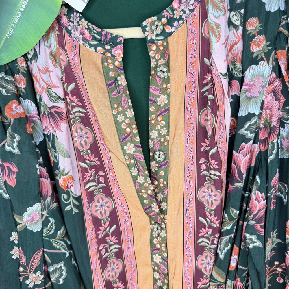 NWT Anthropologie Farm Rio Flowering Garden Tree Belted Puff Sleeve Mini Dress L - Picture 5 of 16